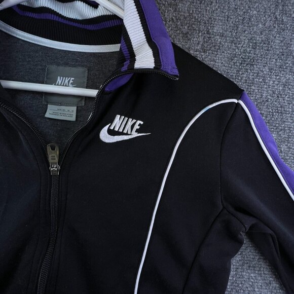 Nike Sportswear Track Jacket Girls Medium 8-10 Full Zip Purple Black Lined - Picture 7 of 15